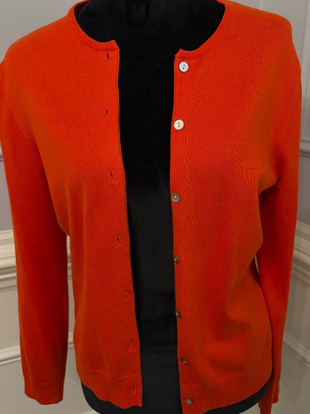 Lands’ End women’s cardigan size small; color orange